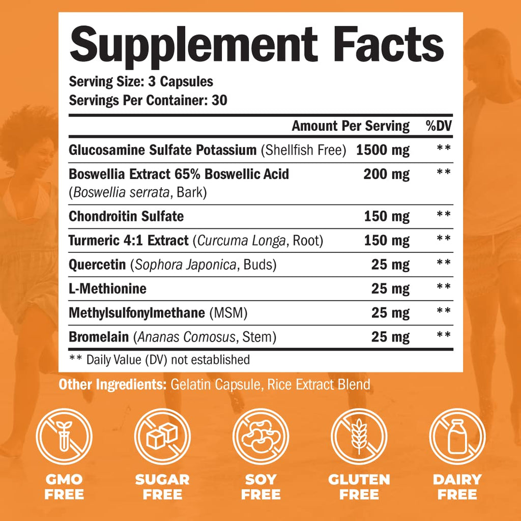 Glucosamine Chondroitin MSM with Turmeric Boswellia & Liver Supplement with Milk Thistle Extract O841