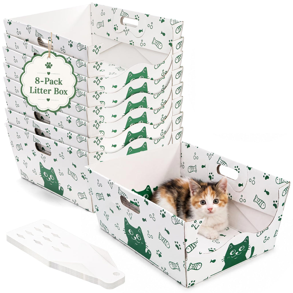 8 Pack Disposable Cat Litter Box with Scoop Z1715