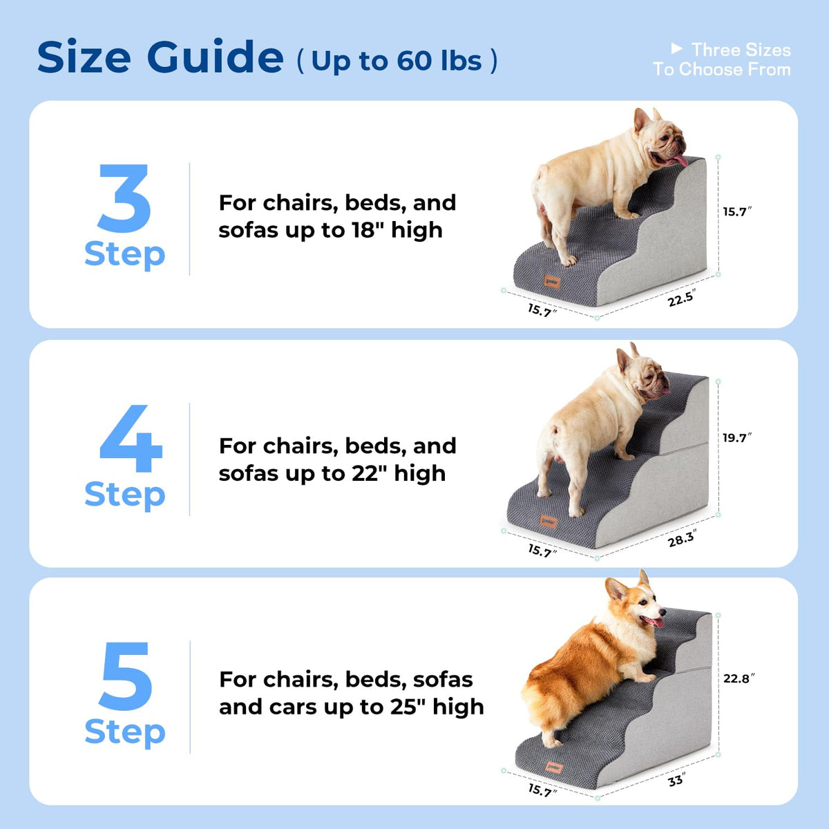 5 Step Pet Stairs Grey G153