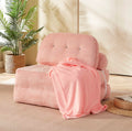 Pink Foldable Sofa Bed with Pillow & Blanket E4052