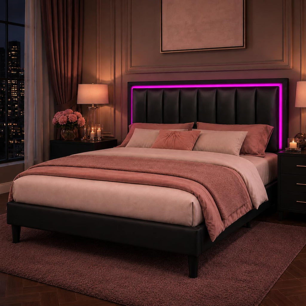 Black Full Bed Frame with PU Headboard R977587