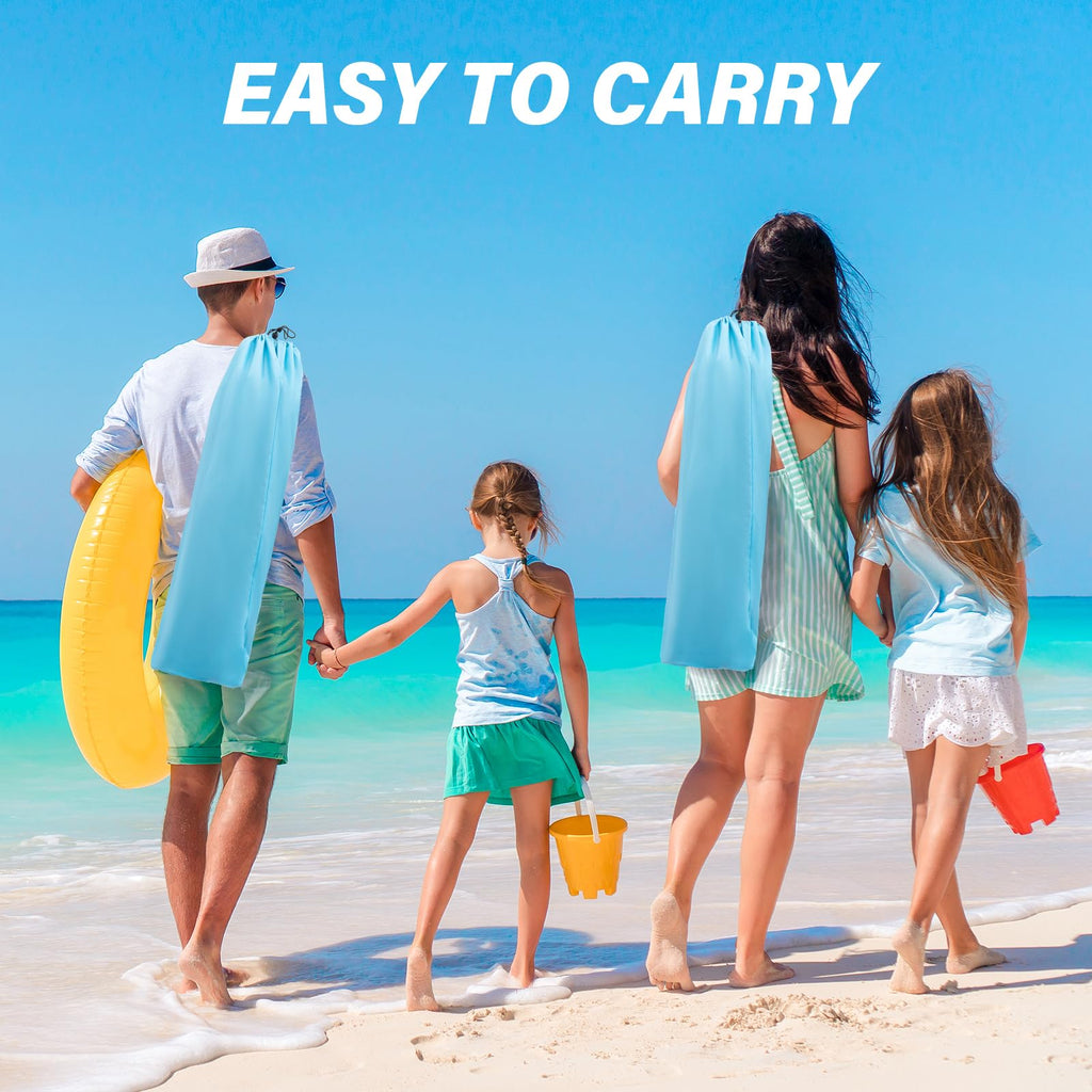 Portable Low Folding Beach Chairs Set of 2 Lightweight with Cup Holder Storage Pockets Carry Bag Blue N240