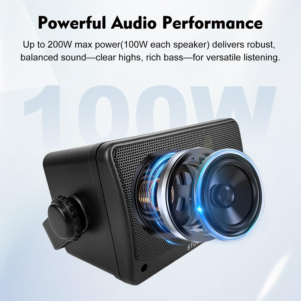 3.5 Inch Indoor Outdoor Wall Mounted Bluetooth Speakers, 200W 3-Way Waterproof, Black, 2 Pack W524