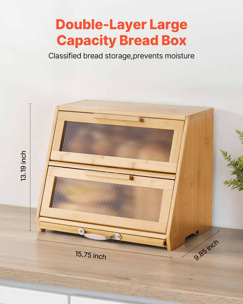 Large Capacity Bamboo Bread Box T379061