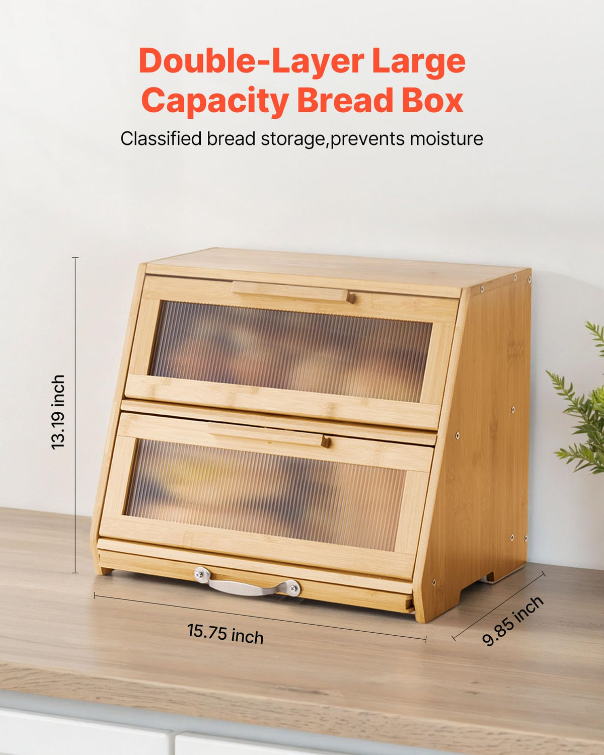 Large Capacity Bamboo Bread Box T379061