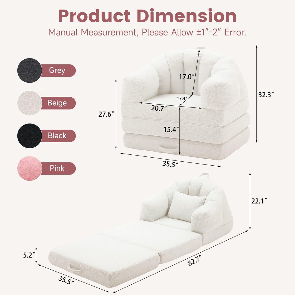 Beige 2 in 1 Convertible Sleeper Sofa Bed X747