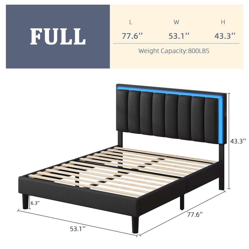 Black Full Bed Frame with PU Headboard R977587