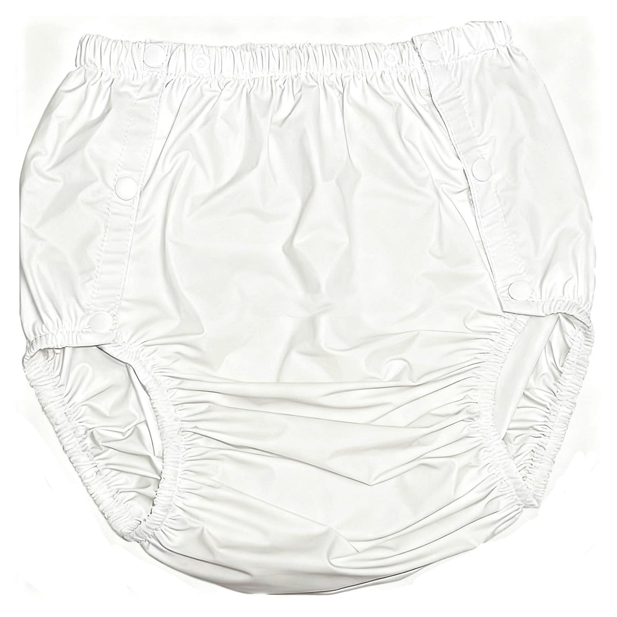 Adult Incontinence Pants, PVC Underwear with Snaps, Transparent Reusable Unisex (White, Medium) Y79625