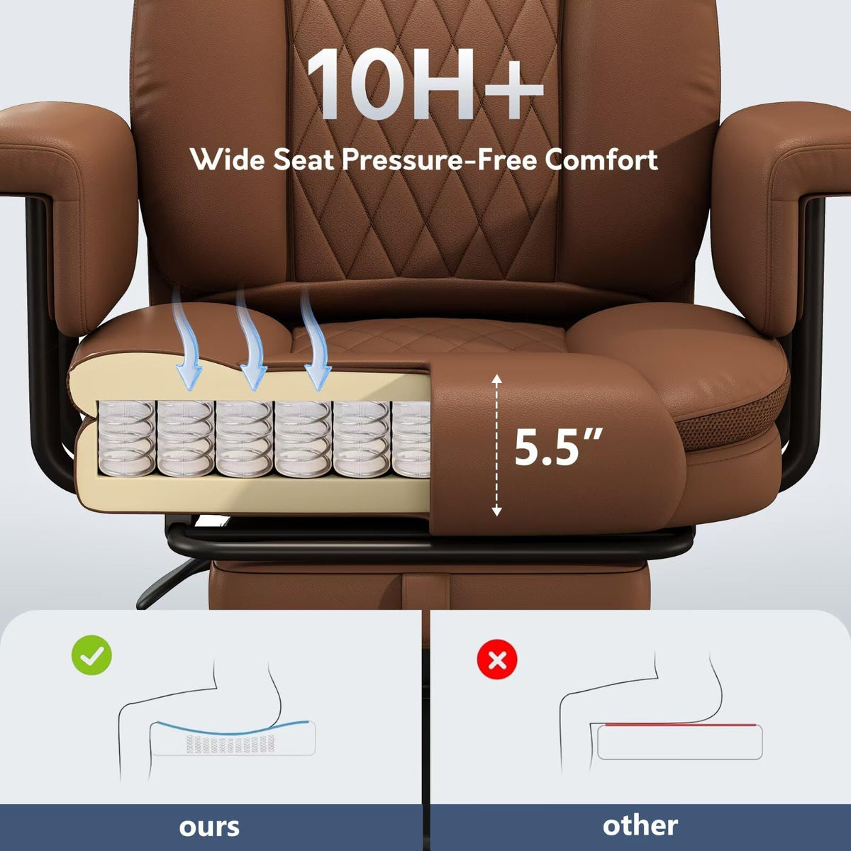 Big and Tall 500LBS Reclining Office Chair with Footrest X95553