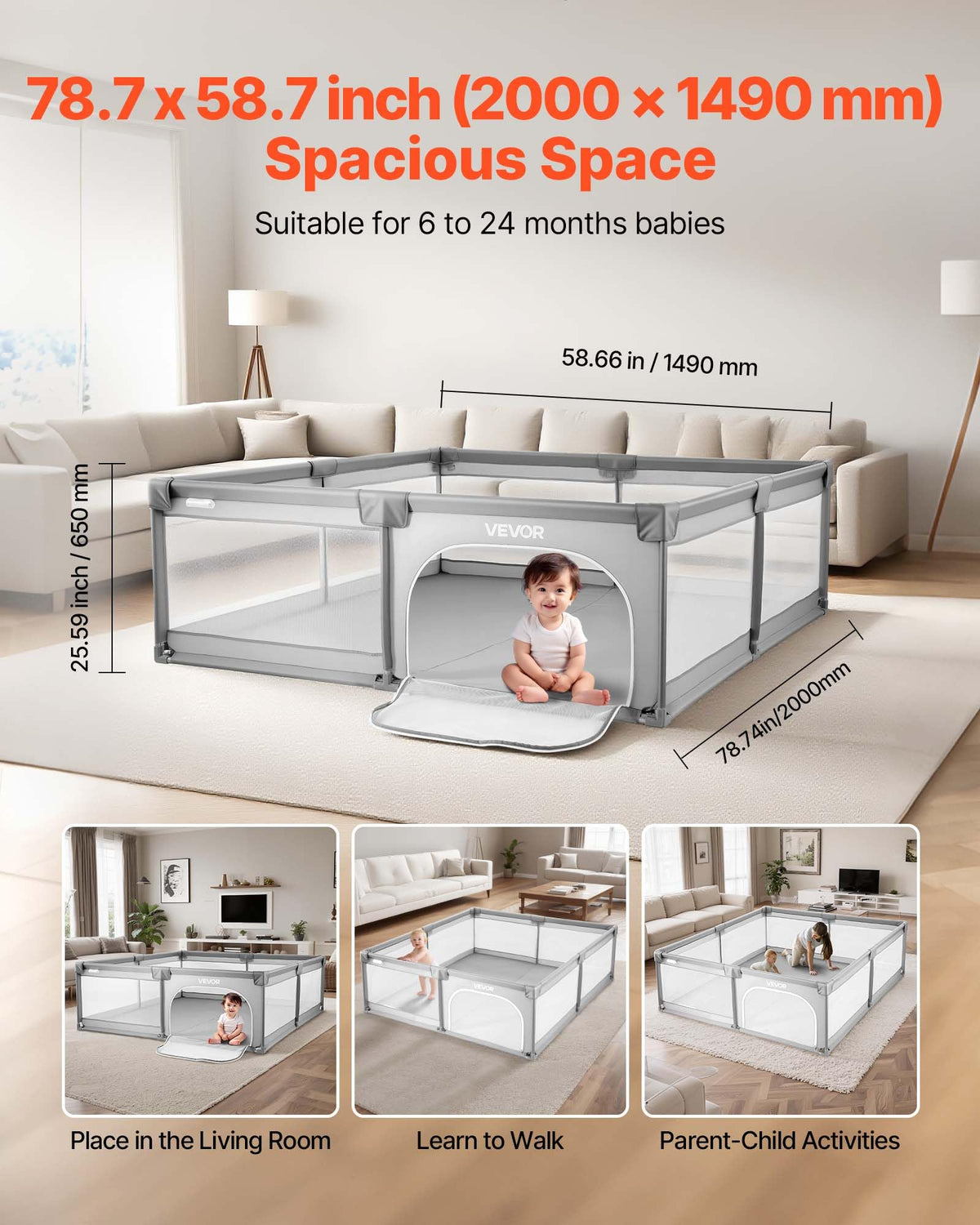 78.7″ x 58.7″ Baby Playpen with 50 Ocean Balls Z786432