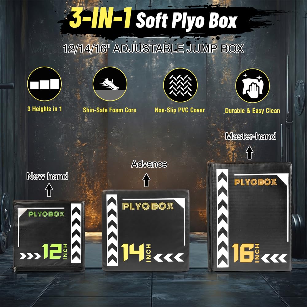 12/14/16 Inch 3-in-1 Plyometric Jump Box K806