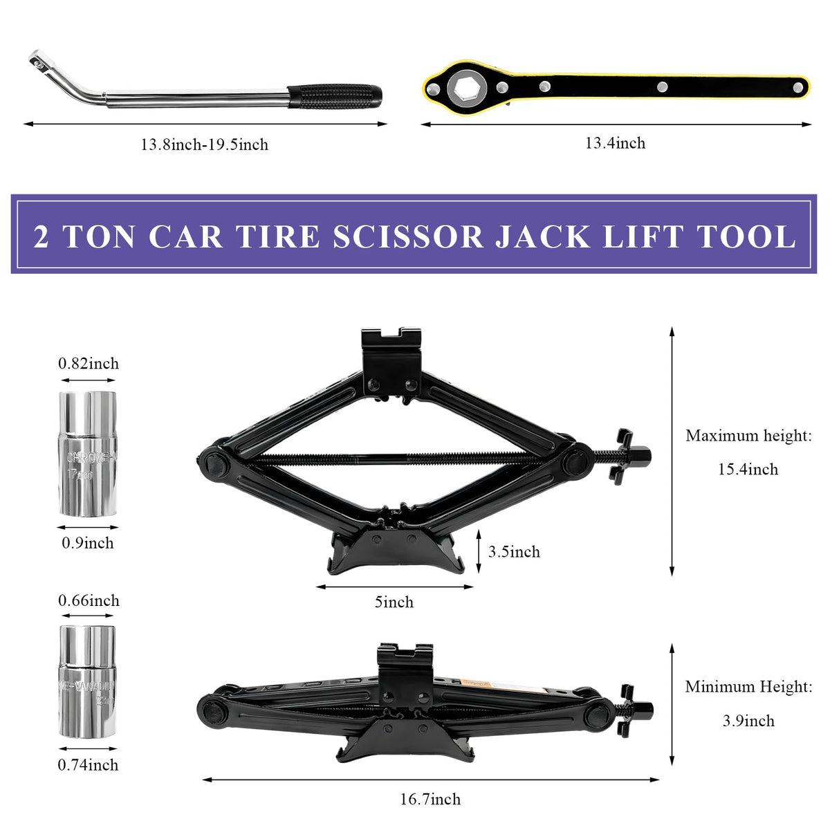 2 Ton Scissor Jack with Lug Wrench Q934