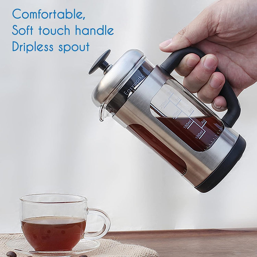 Stainless Steel French Press 12 oz with Measuring Coffee Spoon P170555