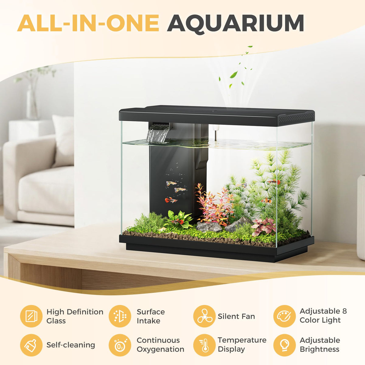 2.2 Gallon Small Black Fish Tank Z7189