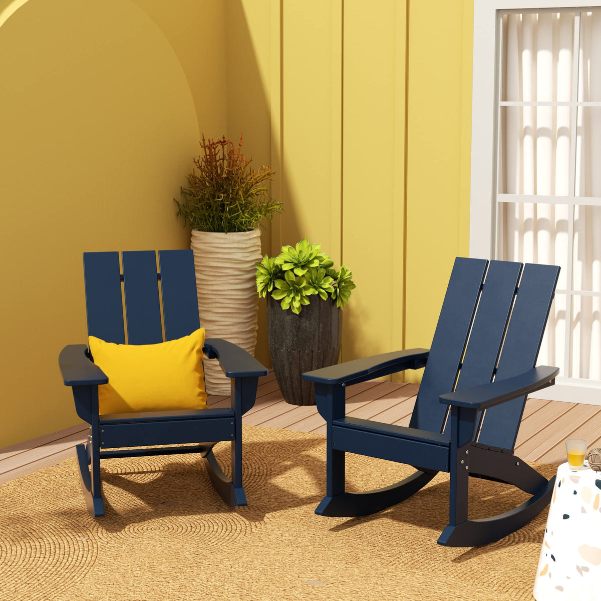 Navy Blue Poly Adirondack Chair Set of 2 T796821