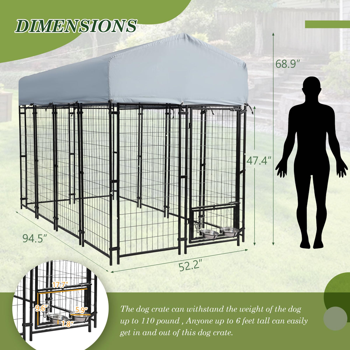 8x4x5.7 FT Outdoor Dog Kennel A89018