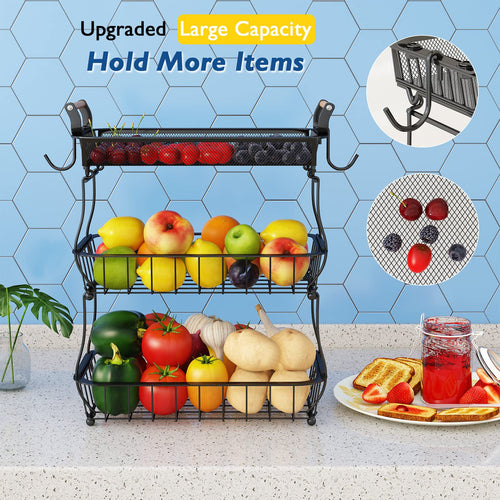 3 Tier Fruit Basket with 2 Banana Hangers F7266