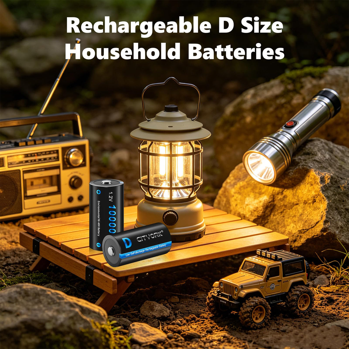 4 Pack Rechargeable D Batteries 10000mAh H785