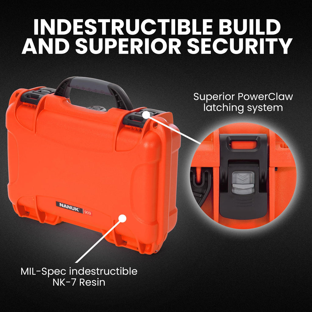 Orange Waterproof Camera Hard Case with Cubed Foam Z708