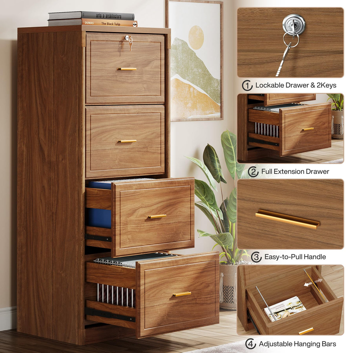 4 Drawer File Cabinet with Lock Y1858