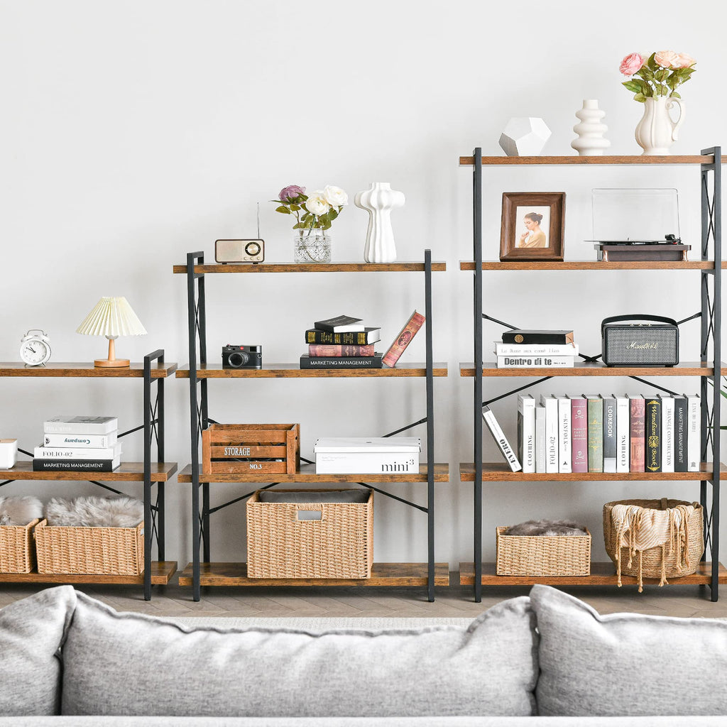 5-Tier Industrial Bookshelf with Metal Frame K229