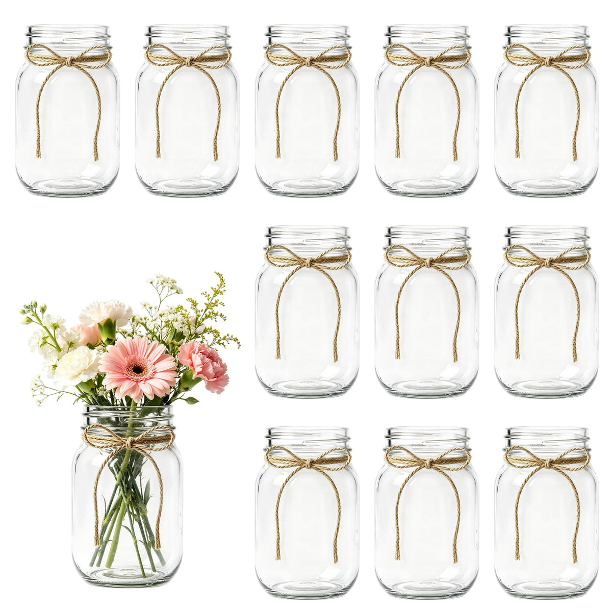 12 PCS 16oz Glass Mason Jars O1464