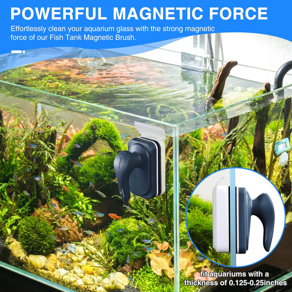 Aquarium Air Bubble Light and Magnetic Glass Clean Brush C804