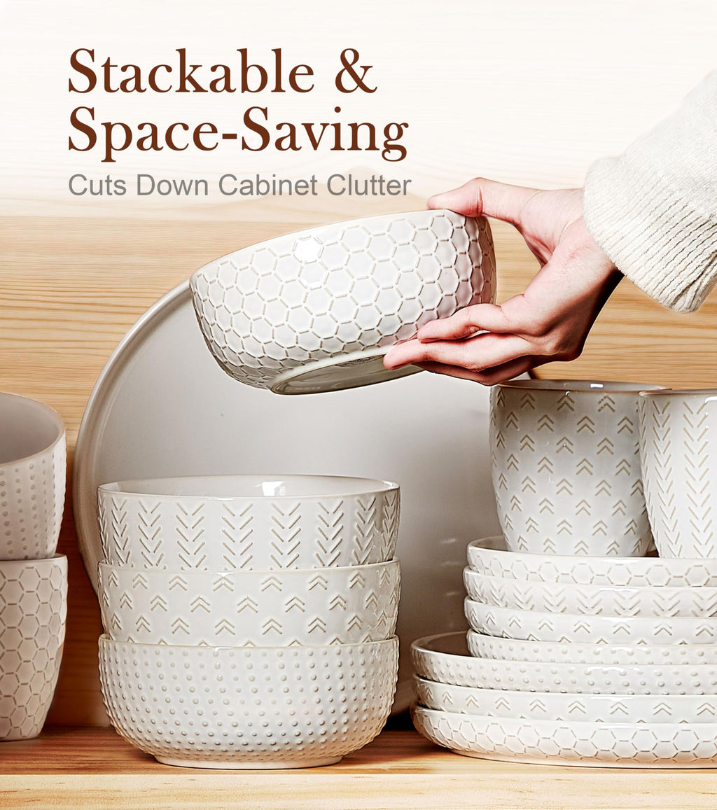 26 oz Ceramic Cereal Bowls Set of 4 H320530