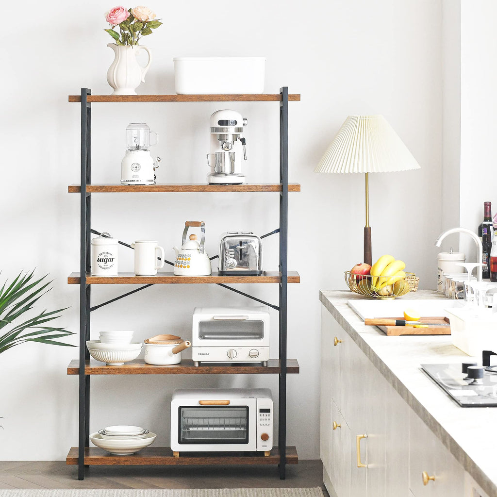 5-Tier Industrial Bookshelf with Metal Frame K229