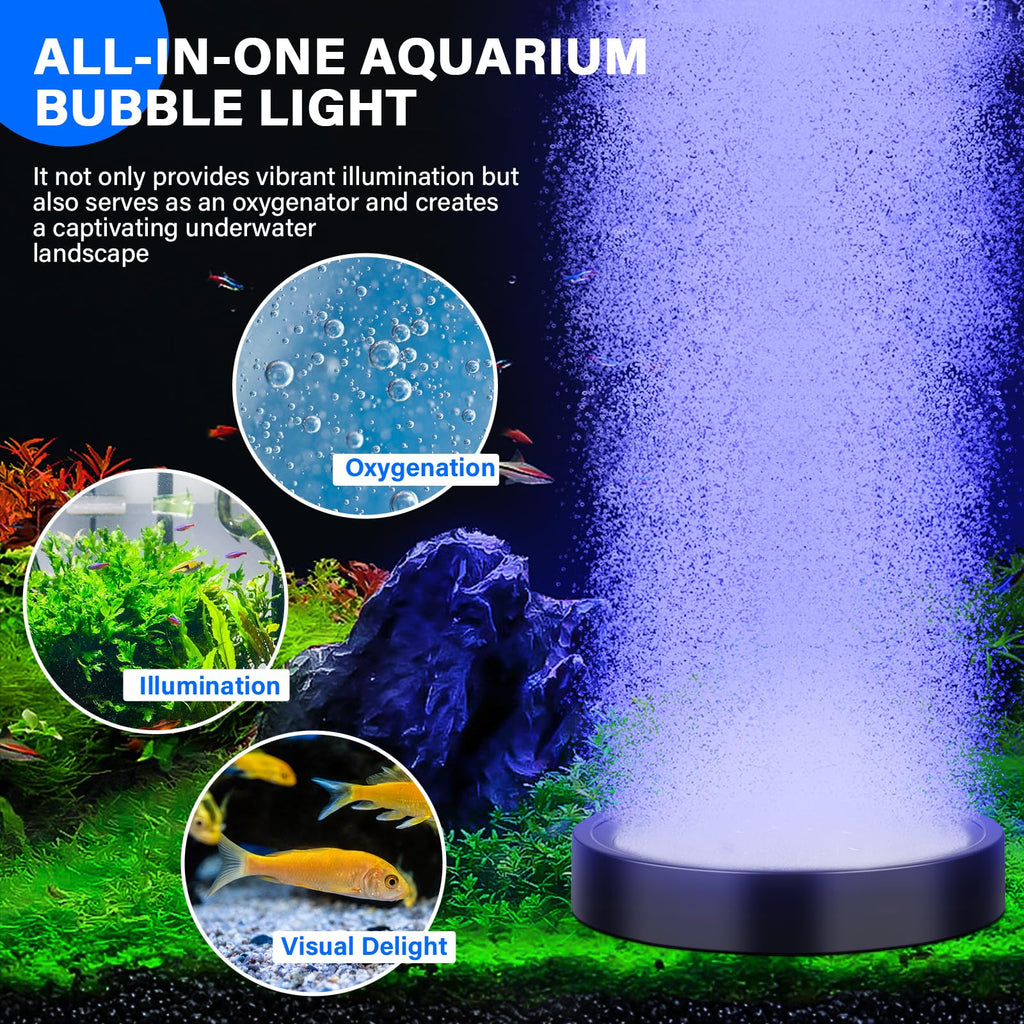 Aquarium Air Bubble Light and Magnetic Glass Clean Brush C804
