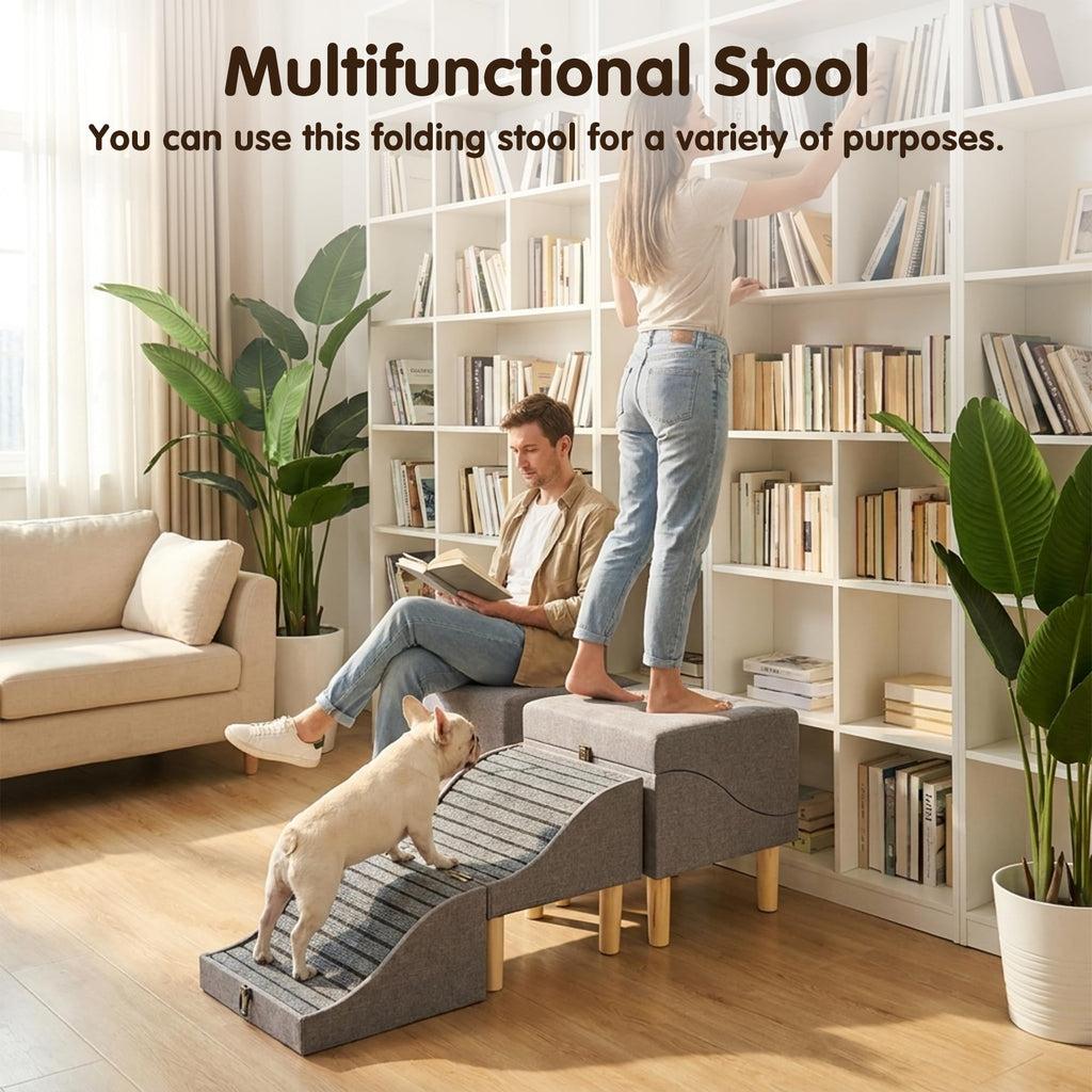 Foldable Pet Stair 2-in-1 Gray E624