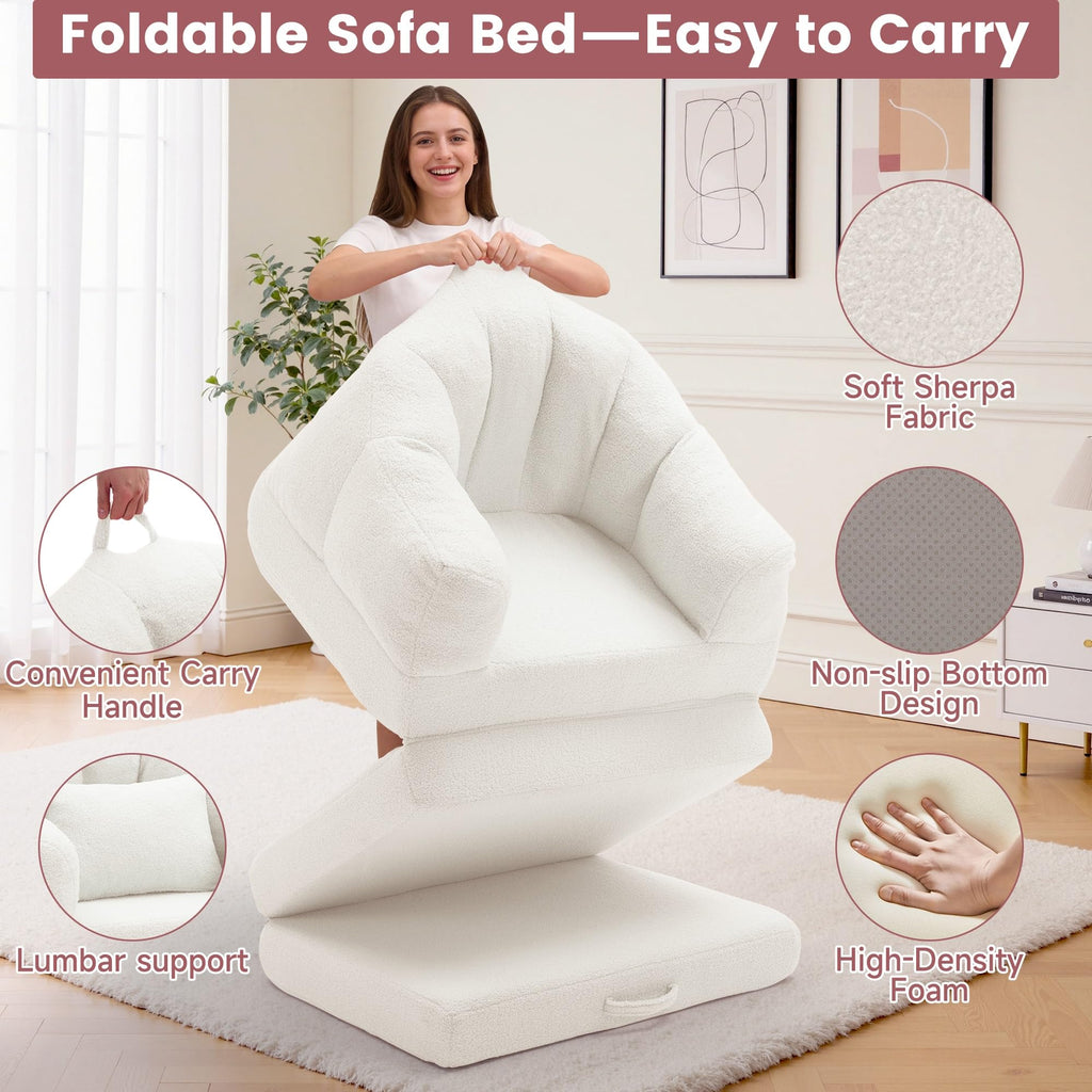 Beige 2 in 1 Convertible Sleeper Sofa Bed X747