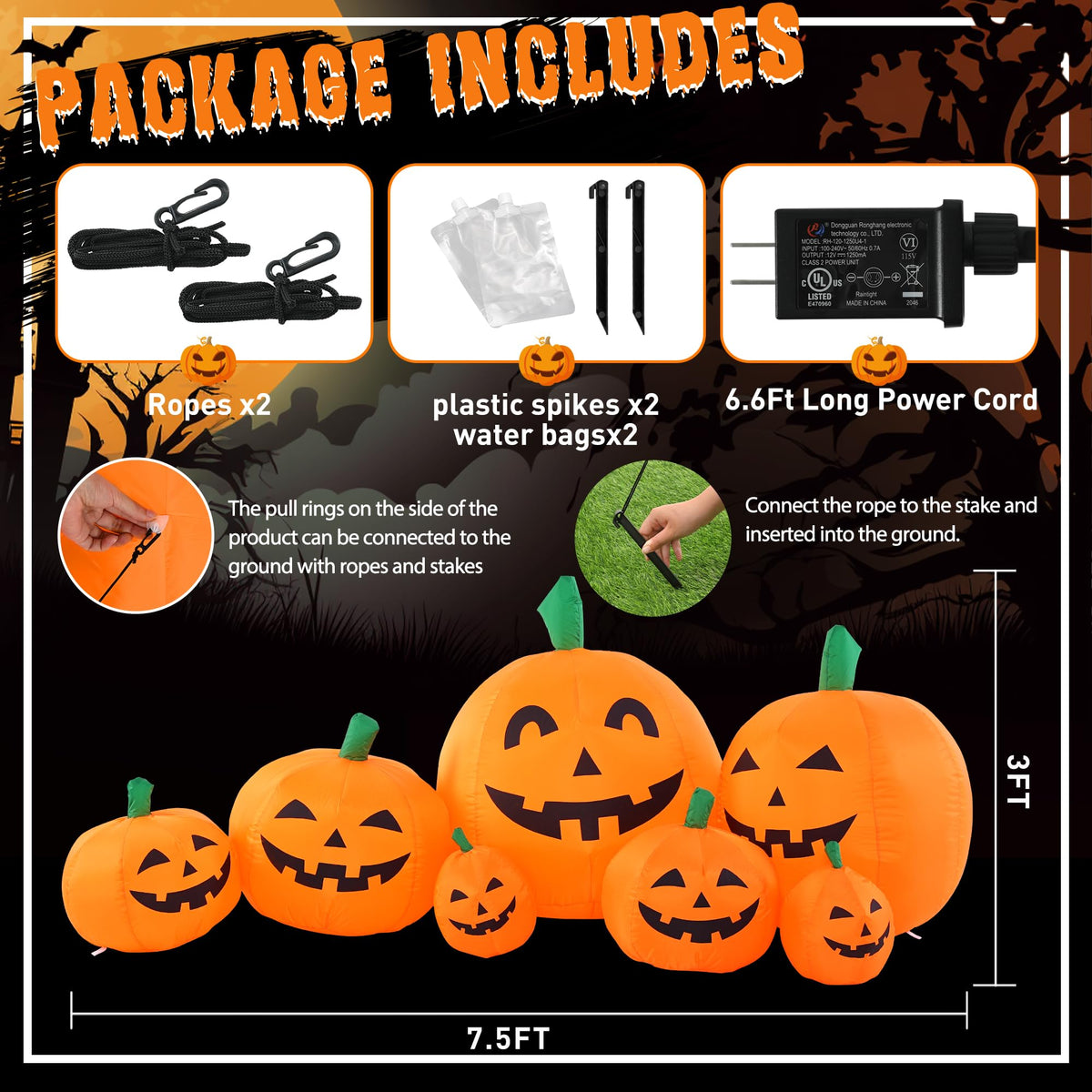 7.5FT Inflatable Outdoor Decoration Pumpkin Z829