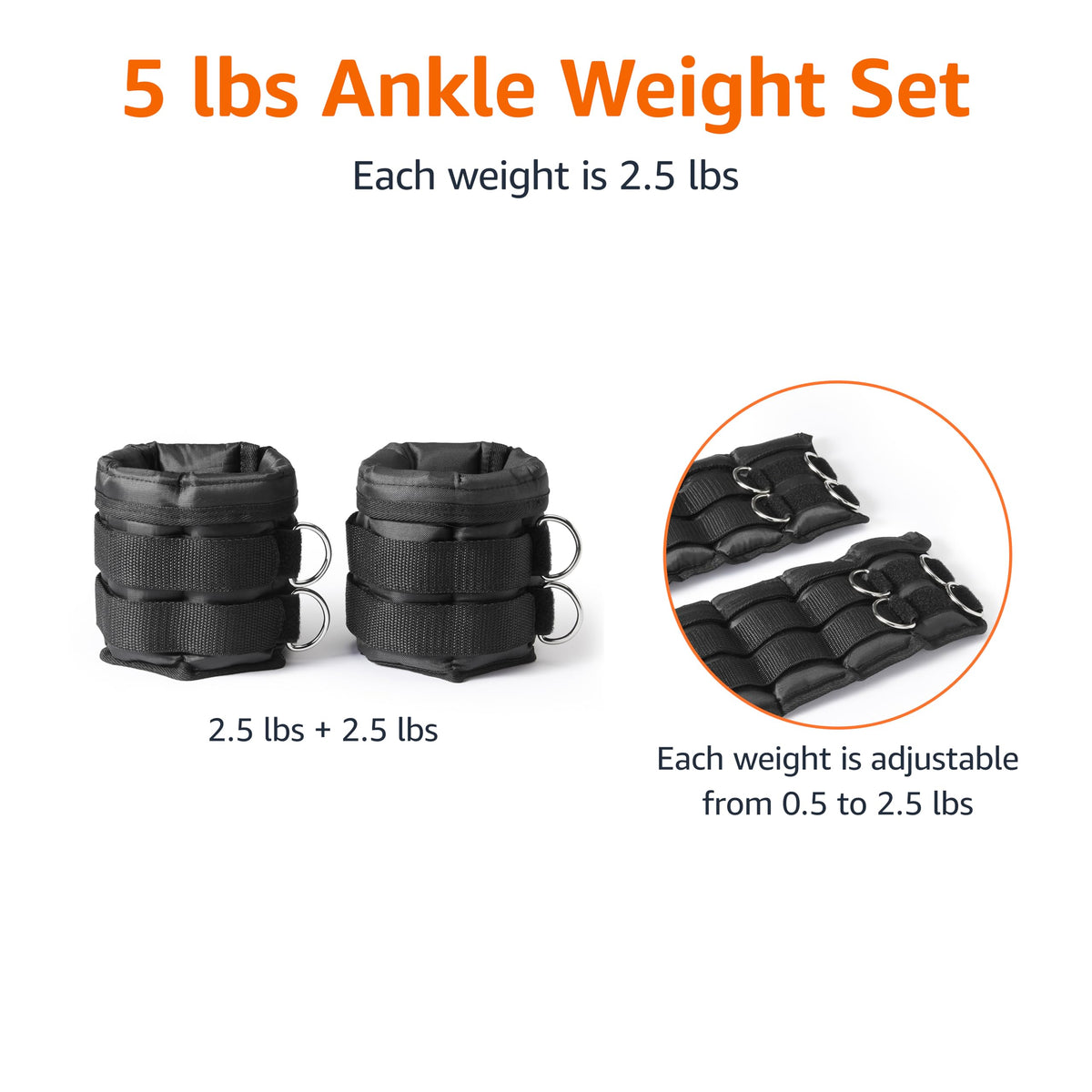 Adjustable Ankle Weights, Black U72841