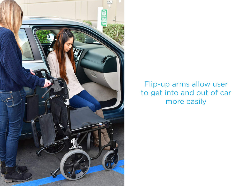 Lightweight Transport Chair with Locking Hand Brakes, Black P677328