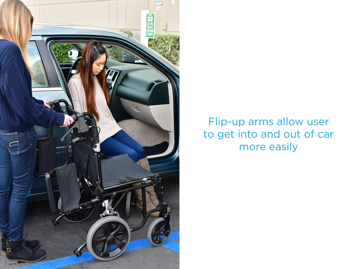 Lightweight Transport Chair with Locking Hand Brakes, Black P677328