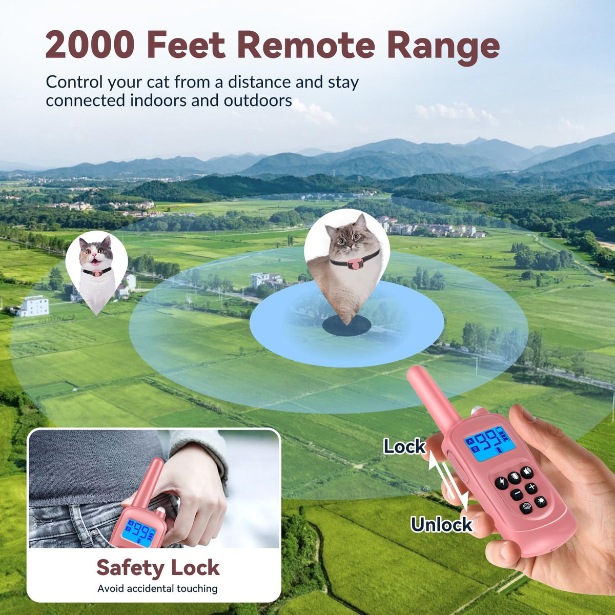 Pink Cat Shock Collar with Remote W470