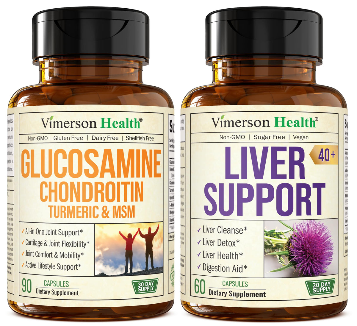 Glucosamine Chondroitin MSM with Turmeric Boswellia & Liver Supplement with Milk Thistle Extract O841