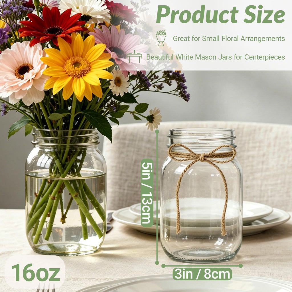 12 PCS 16oz Glass Mason Jars O1464