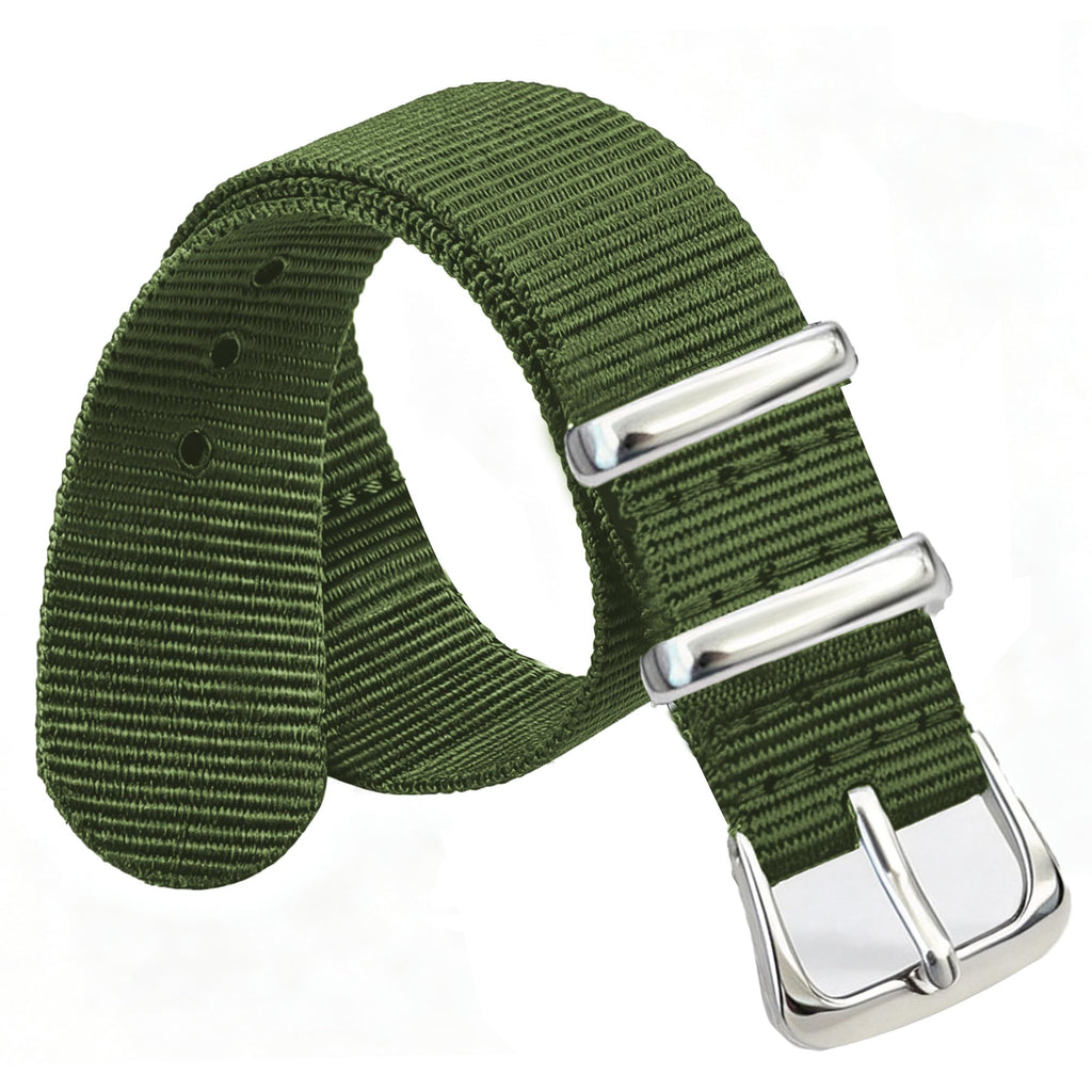 Nylon Watch Band with Stainless Steel Silver Buckle V656
