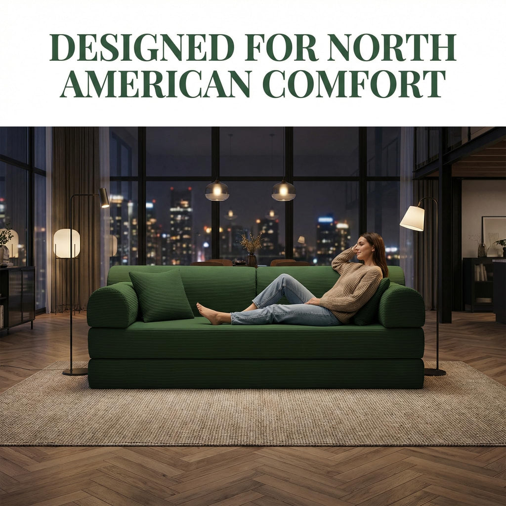 Light Gray Corduroy Convertible Sofa Bed D232008