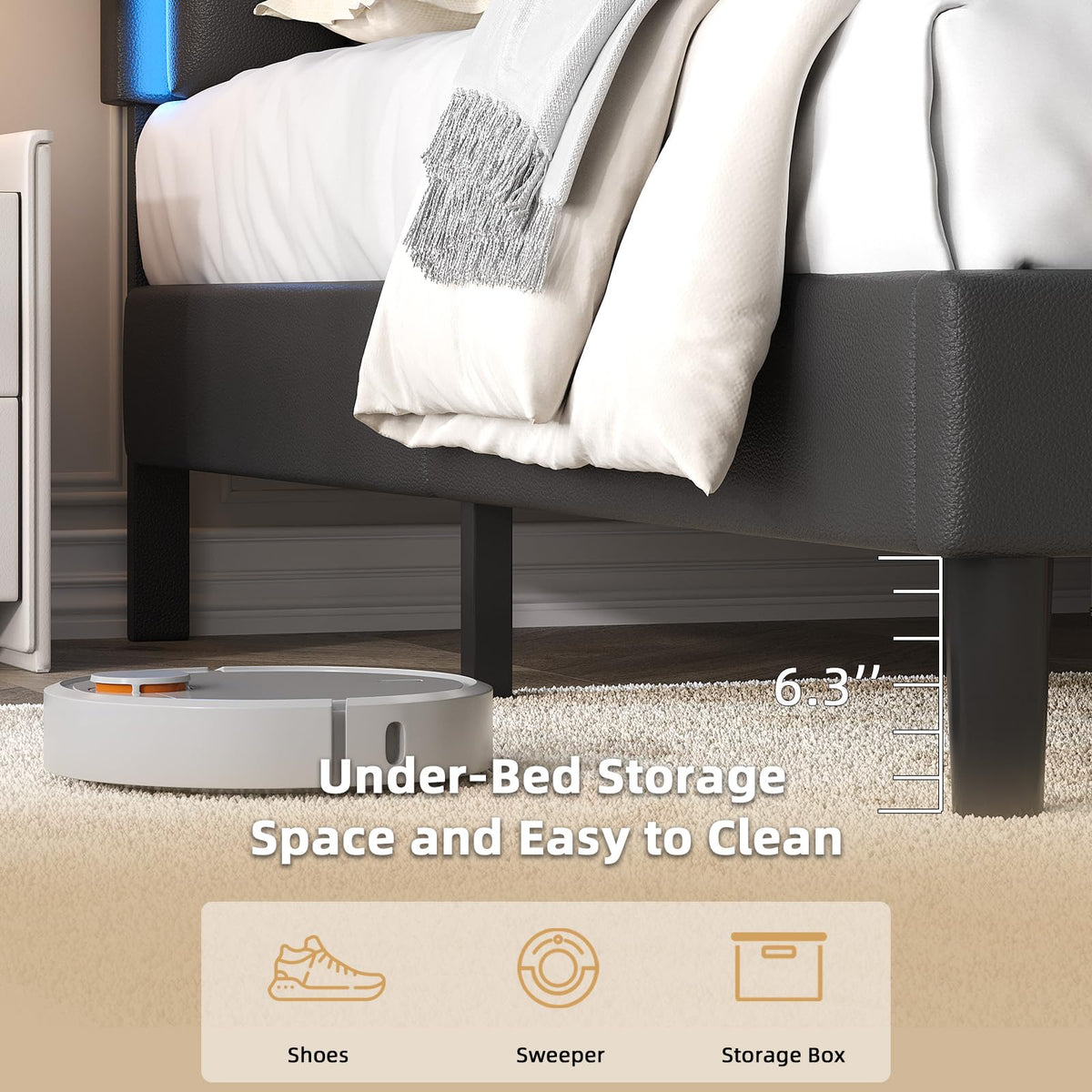 Black Full Bed Frame with PU Headboard R977587