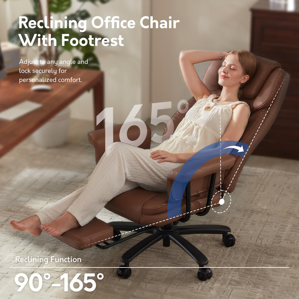 Big and Tall 500LBS Reclining Office Chair with Footrest X95553