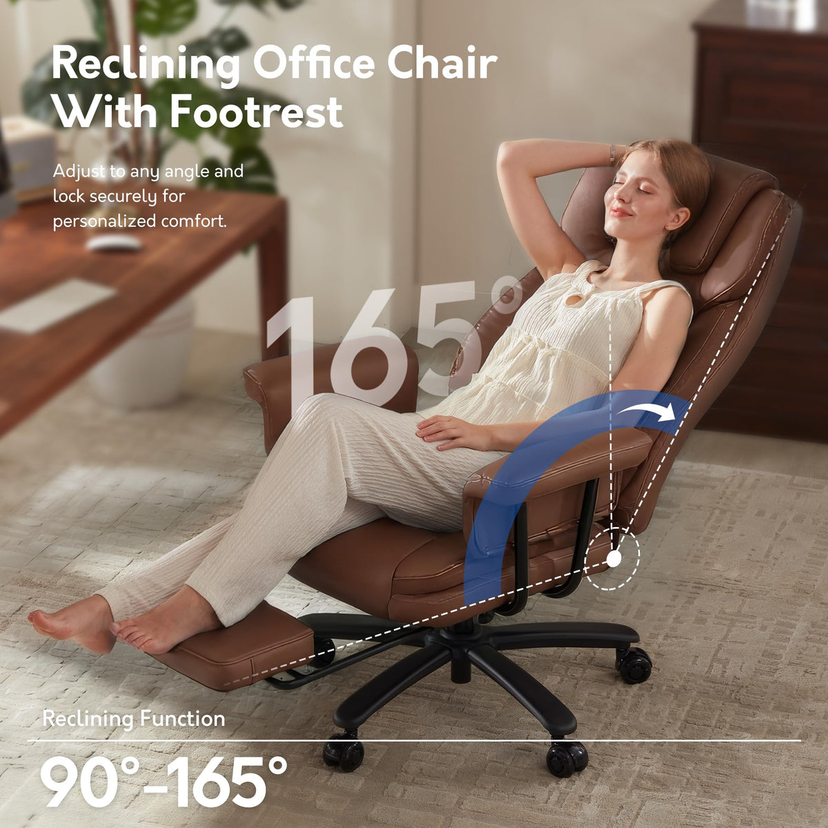 Big and Tall 500LBS Reclining Office Chair with Footrest X95553