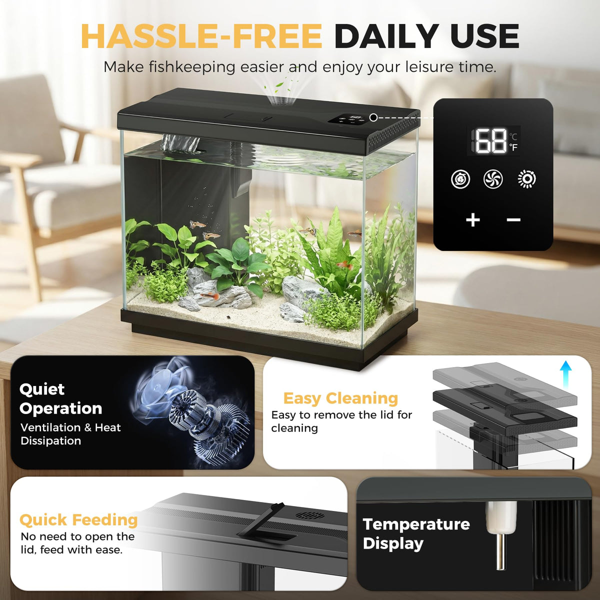 2.2 Gallon Small Black Fish Tank Z7189