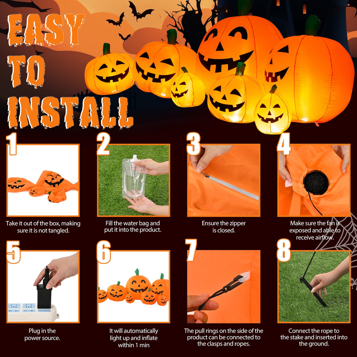 7.5FT Inflatable Outdoor Decoration Pumpkin Z829