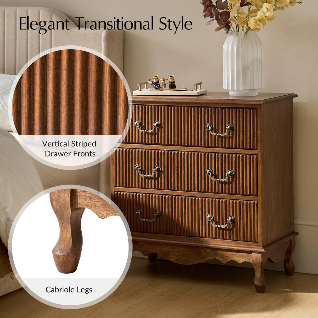 Set of 2 Wood Side Table with 3 Drawers and Charging Station F342029