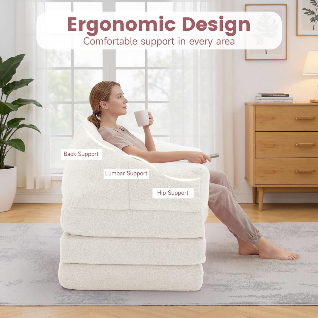 Beige 2 in 1 Convertible Sleeper Sofa Bed X747