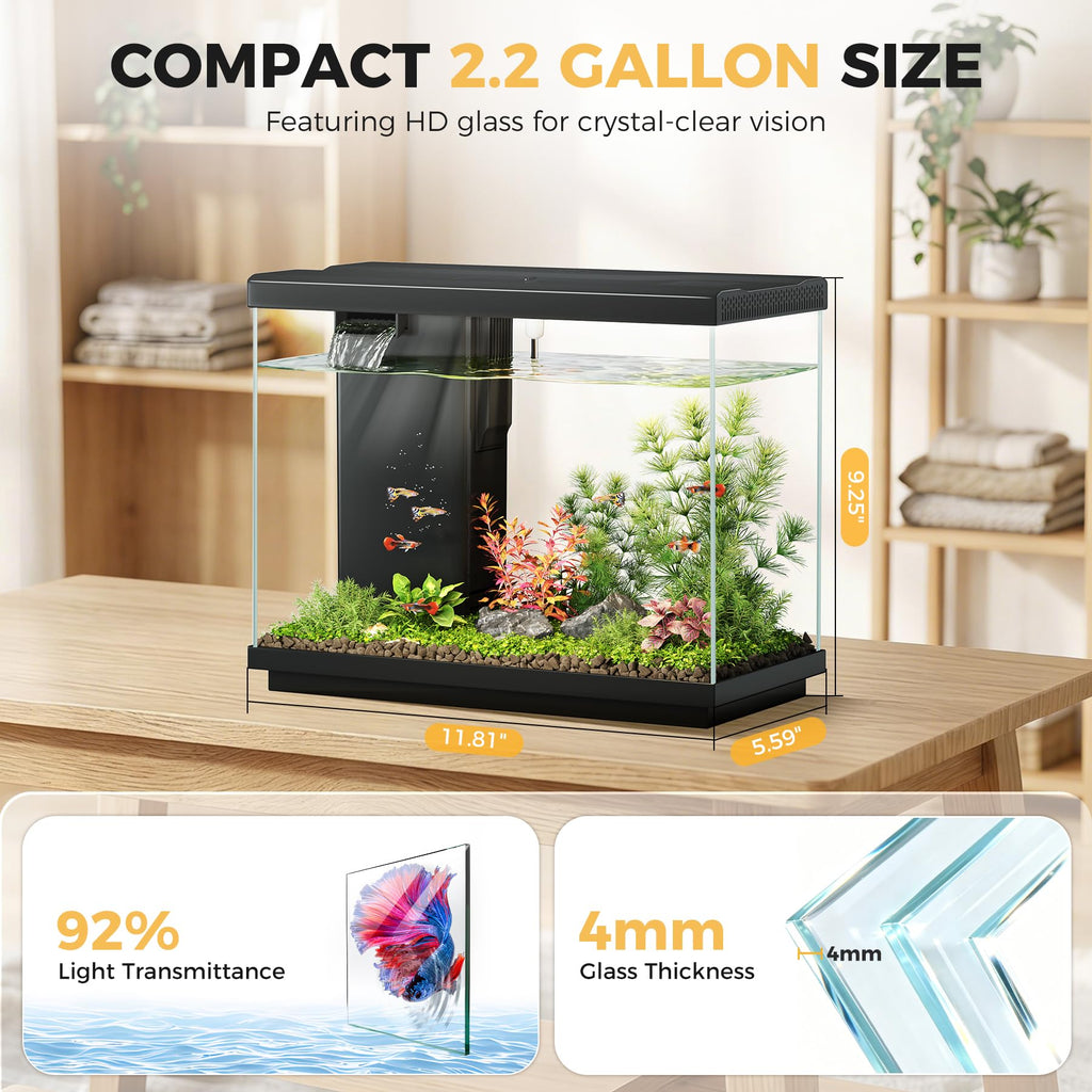 2.2 Gallon Small Black Fish Tank Z7189