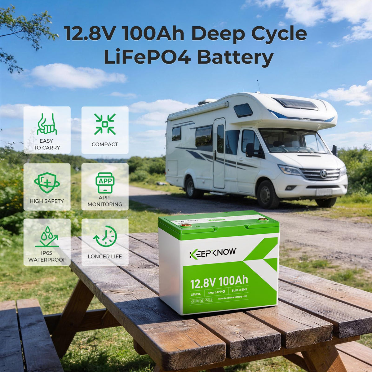 12V 100Ah Mini LiFePO4 Lithium Battery with Bluetooth Y7775
